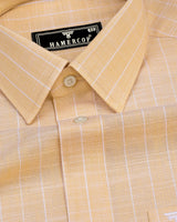 Lossy Cream With White Stripe Linen Cotton Formal Shirt