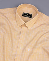 Lossy Cream With White Stripe Linen Cotton Formal Shirt