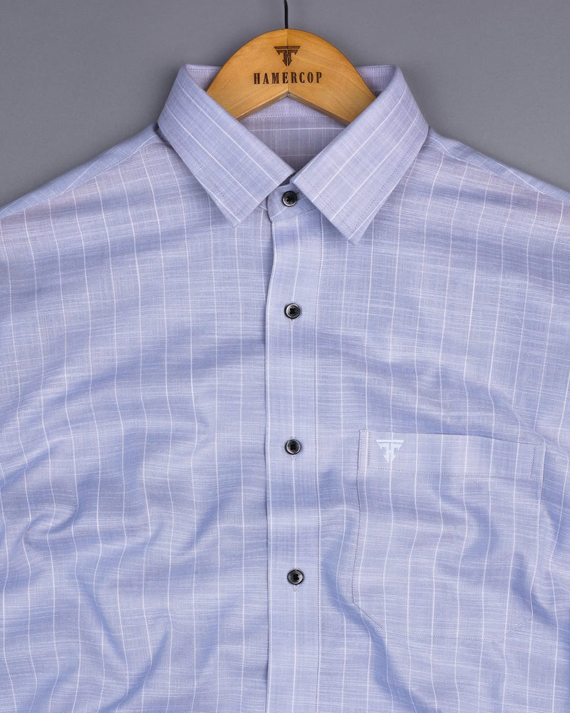 Lossy Gray With White Stripe Linen Cotton Formal Shirt