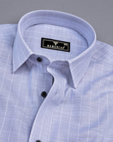 Lossy Gray With White Stripe Linen Cotton Formal Shirt