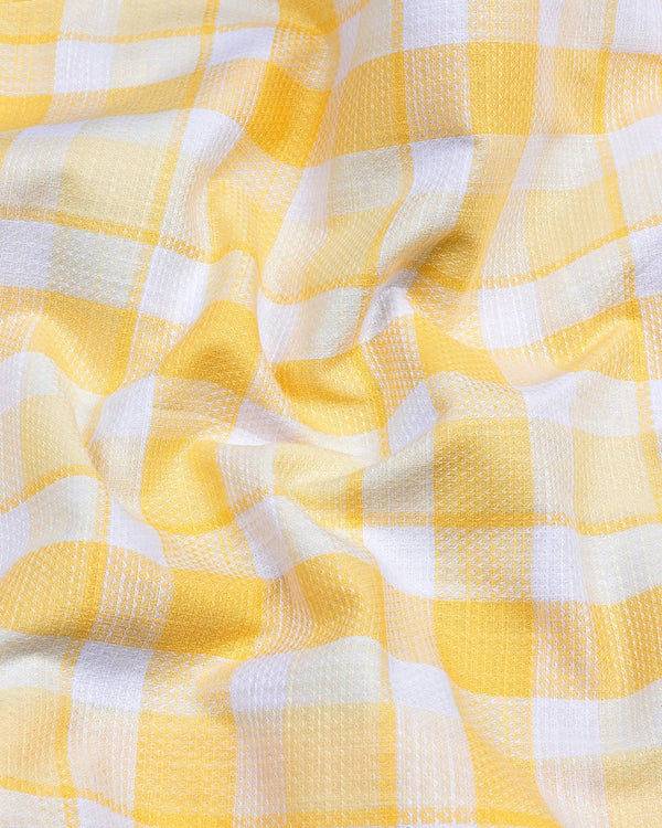 Vernon Yellow With White Dobby Check Cotton Shirt