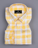 Vernon Yellow With White Dobby Check Cotton Shirt