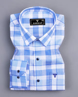 Vernon Blue With White Dobby Check Cotton Shirt