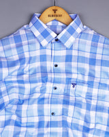 Vernon Blue With White Dobby Check Cotton Shirt