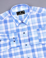 Vernon Blue With White Dobby Check Cotton Shirt