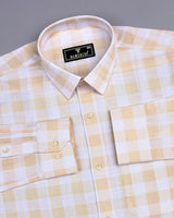 Cromer Cream With White Check Dobby Cotton Shirt