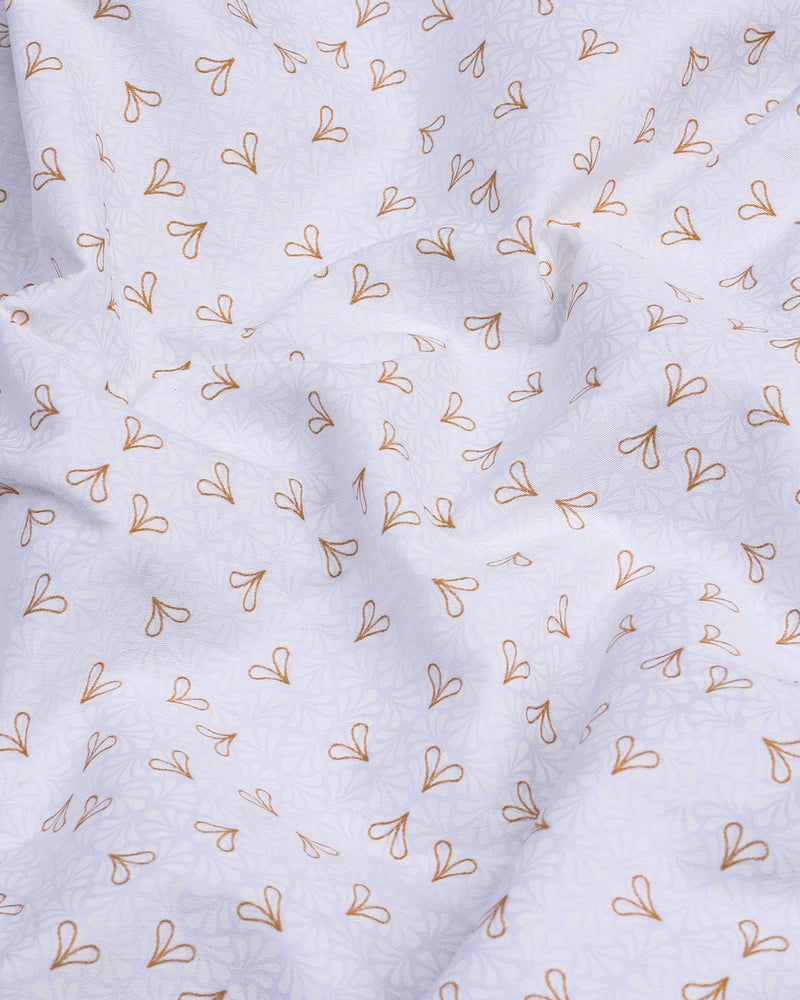 Dory Cream With White Printed Satin Cotton Shirt