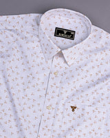 Dory Cream With White Printed Satin Cotton Shirt