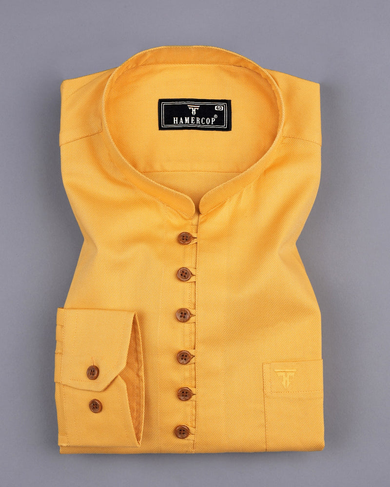 Tuscany Yellow Dobby Cotton Shirt Style Kurta