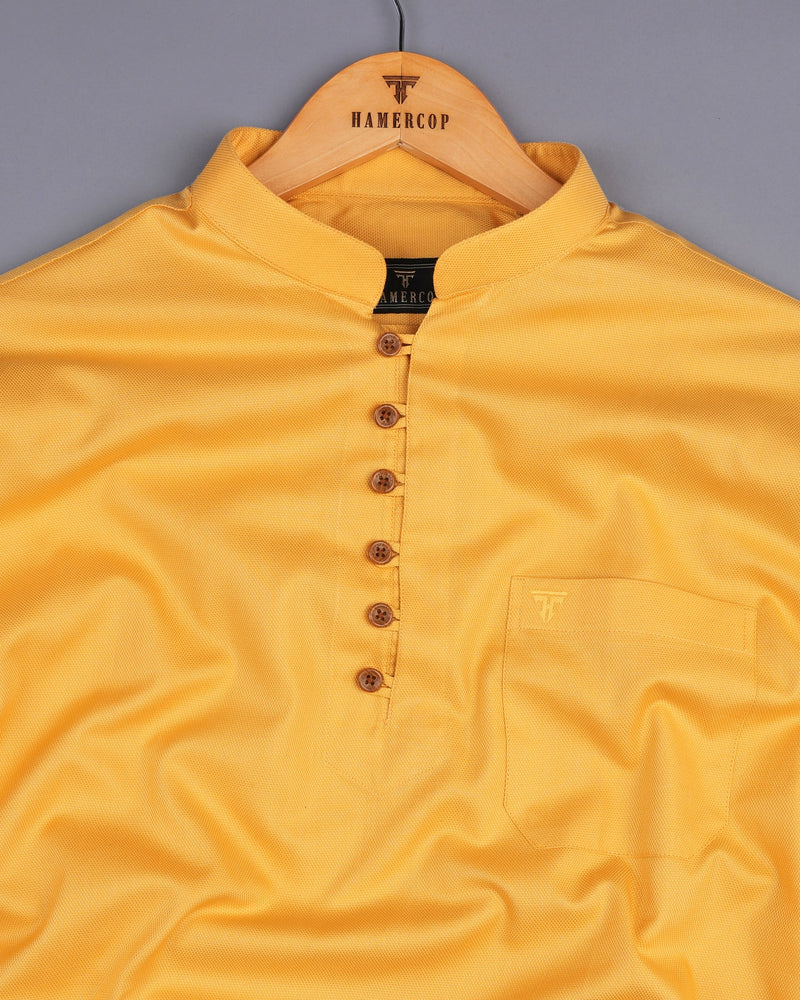 Tuscany Yellow Dobby Cotton Shirt Style Kurta