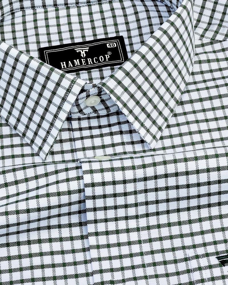 Vitex Green With White Check Oxford Cotton Shirt