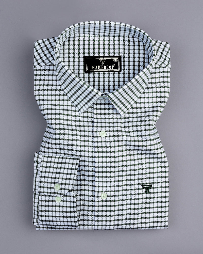 Vitex Green With White Check Oxford Cotton Shirt