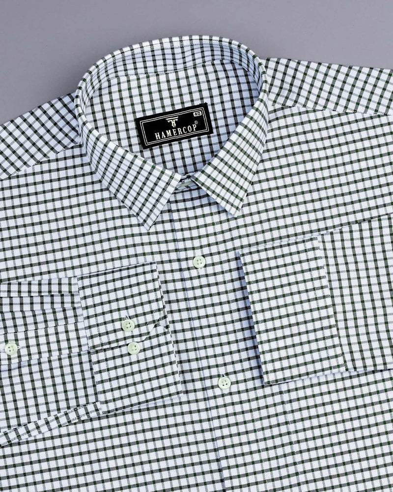 Vitex Green With White Check Oxford Cotton Shirt