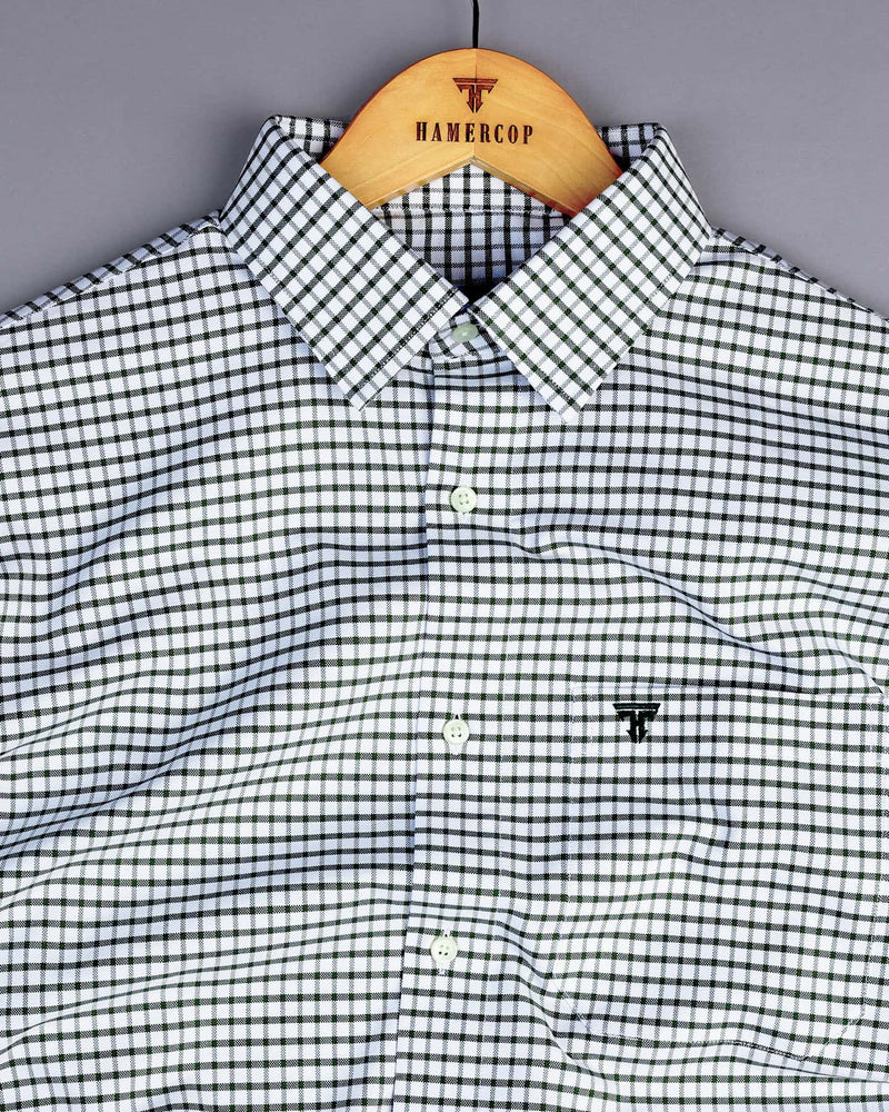 Vitex Green With White Check Oxford Cotton Shirt