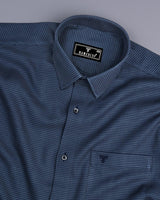 Natron Blue With Gray Houndstooth Premium Giza Shirt