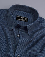 Natron Blue With Gray Houndstooth Premium Giza Shirt