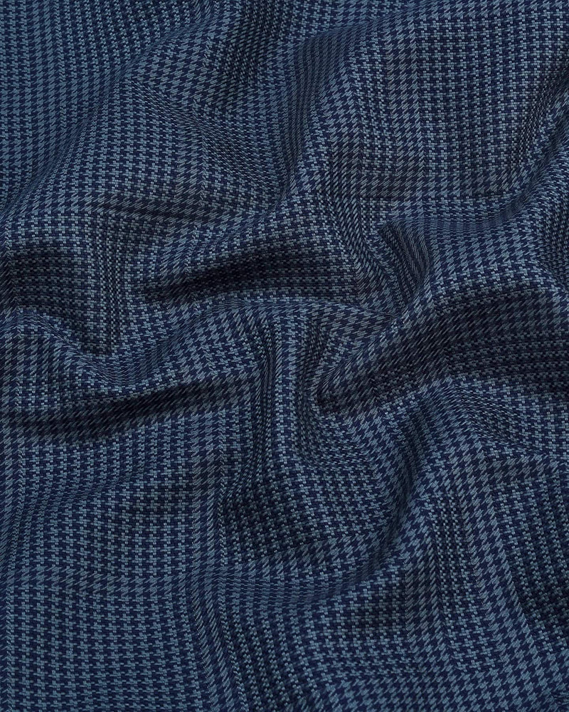 Natron Blue With Gray Houndstooth Premium Giza Shirt