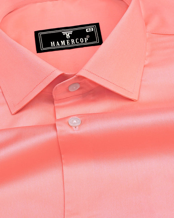 Peach Soft Touch Satin Premium Cotton Shirt