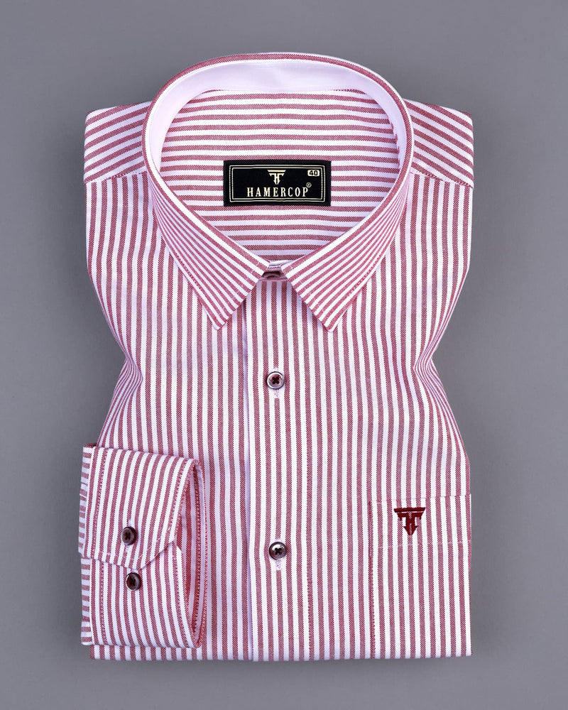 Pacific Maroon Bengal Stripe Oxford Cotton Designer Shirt