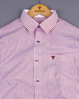 Pacific Maroon Bengal Stripe Oxford Cotton Designer Shirt