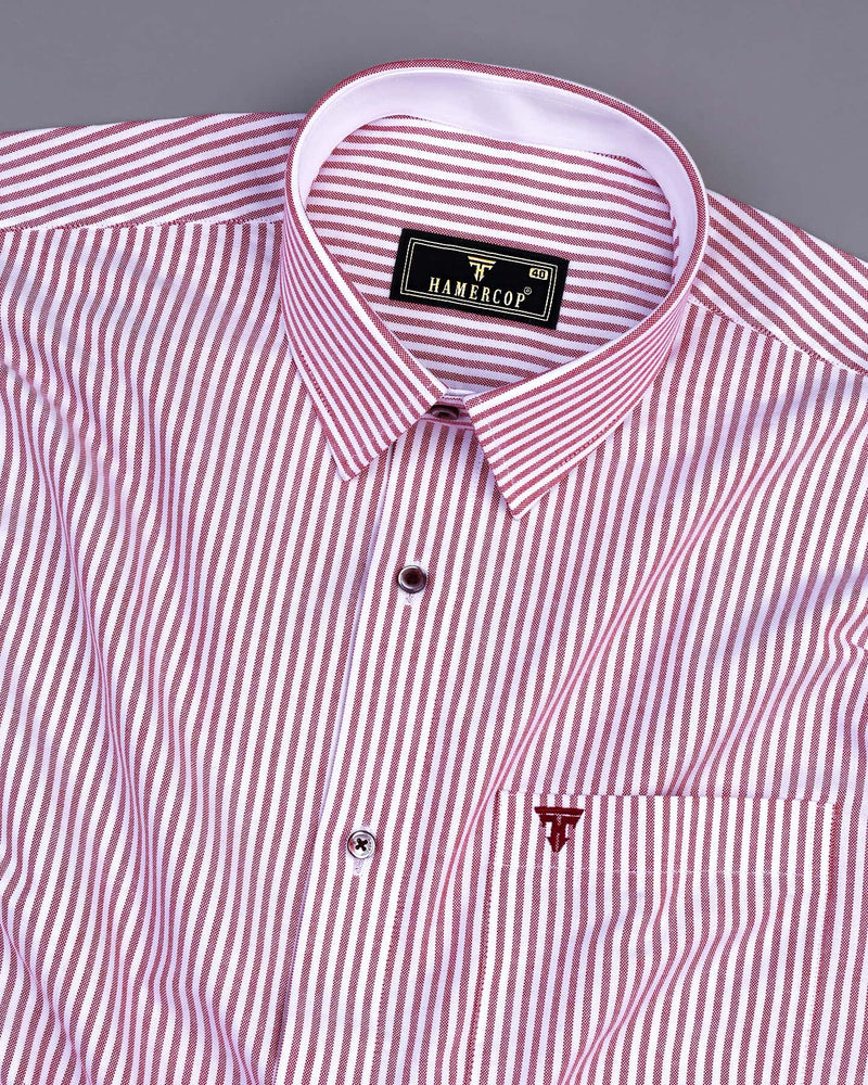 Pacific Maroon Bengal Stripe Oxford Cotton Designer Shirt