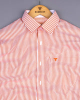 Pacific Orange Bengal Stripe Oxford Cotton Designer Shirt