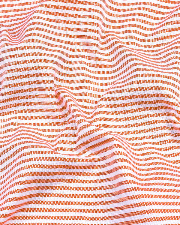 Pacific Orange Bengal Stripe Oxford Cotton Designer Shirt