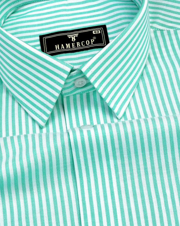 Atlanta Mint Green Bengal Stripe Oxford Cotton Shirt