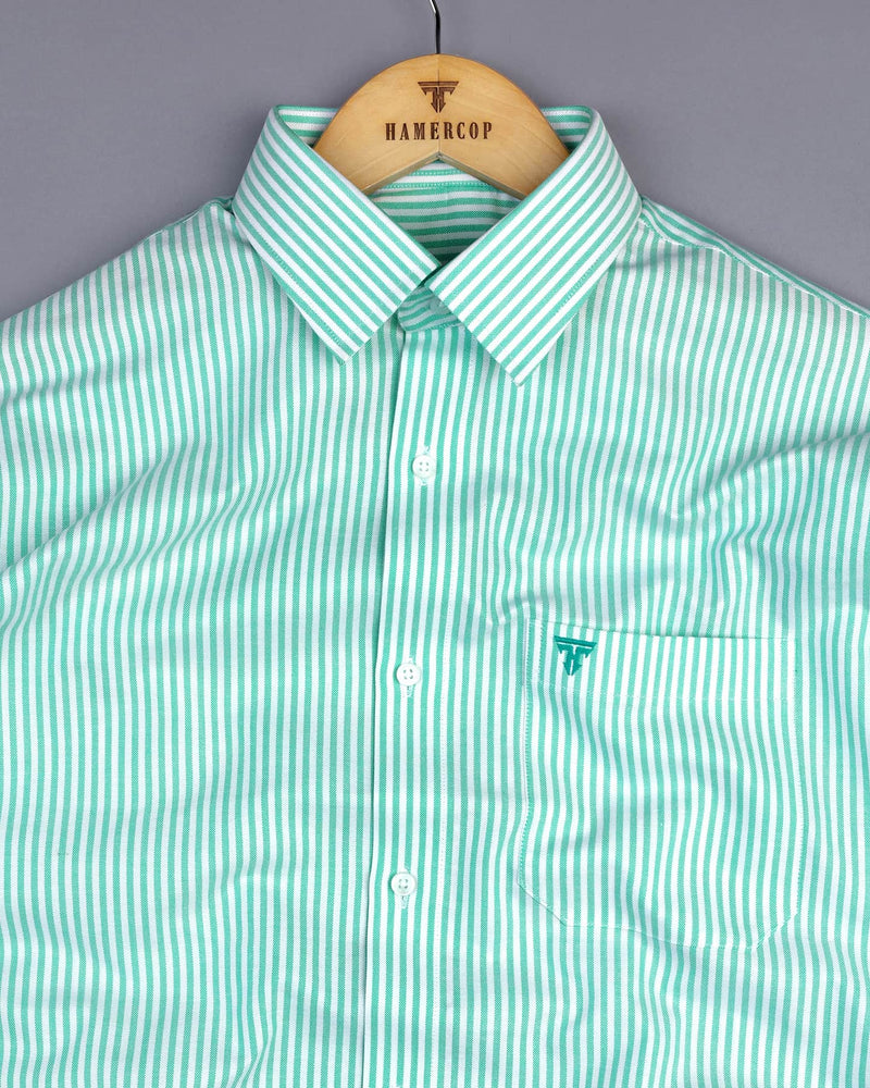 Atlanta Mint Green Bengal Stripe Oxford Cotton Shirt