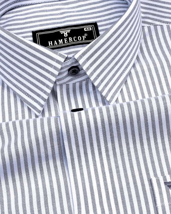 Atlanta Gray Bengal Stripe Oxford Cotton Shirt