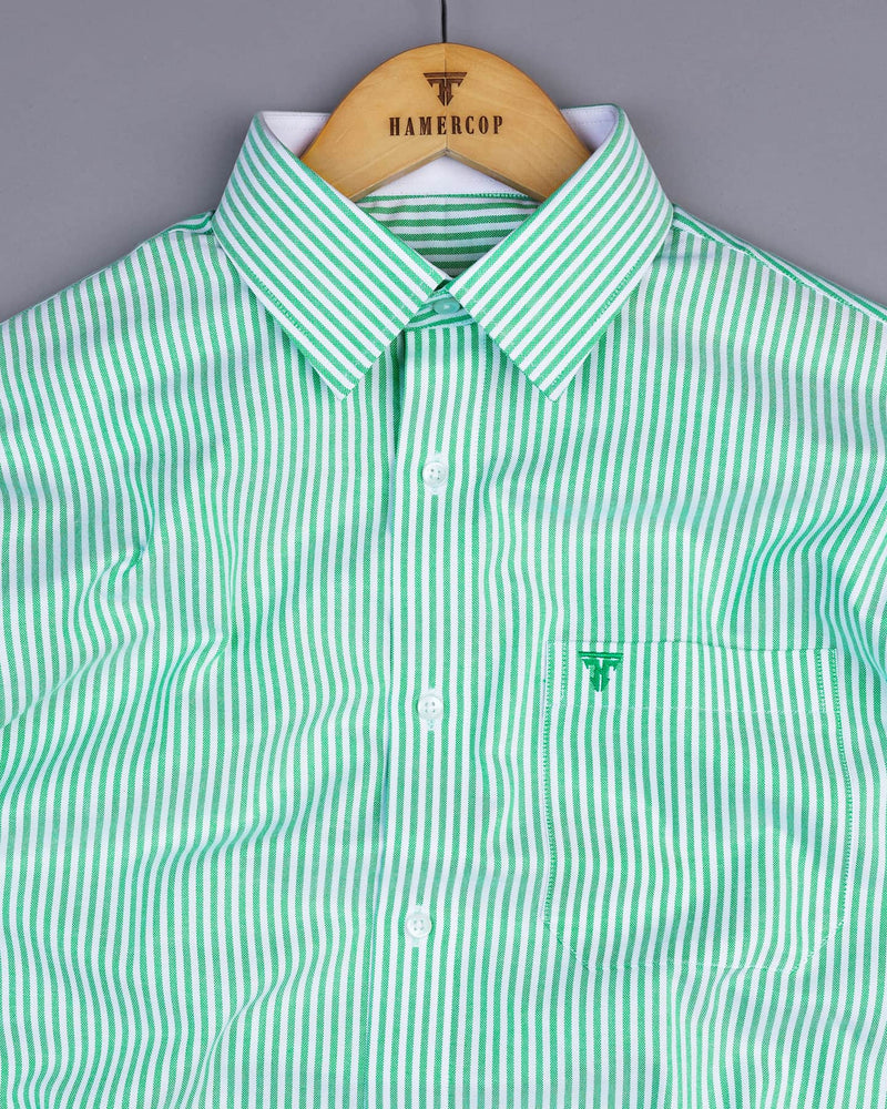 Pacific Green Bengal Stripe Oxford Cotton Designer Shirt