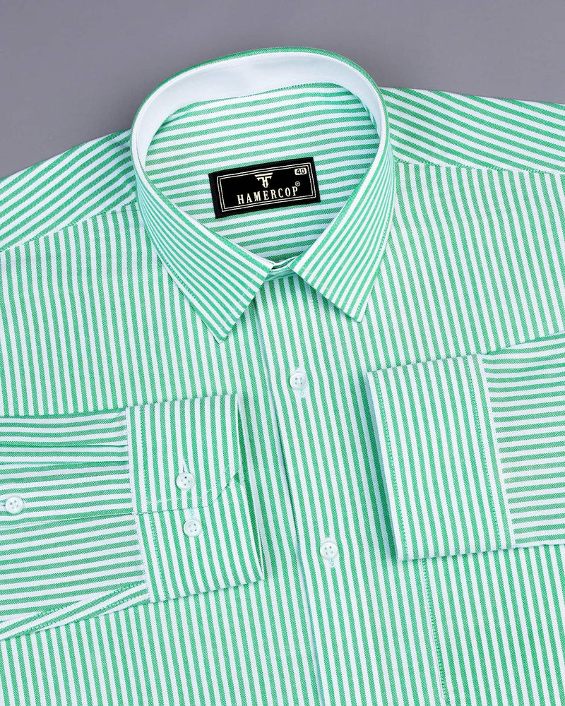 Pacific Green Bengal Stripe Oxford Cotton Designer Shirt