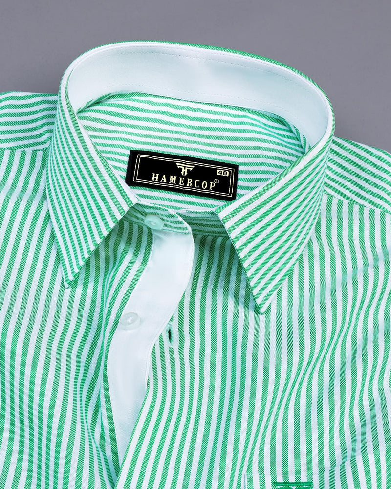 Pacific Green Bengal Stripe Oxford Cotton Designer Shirt