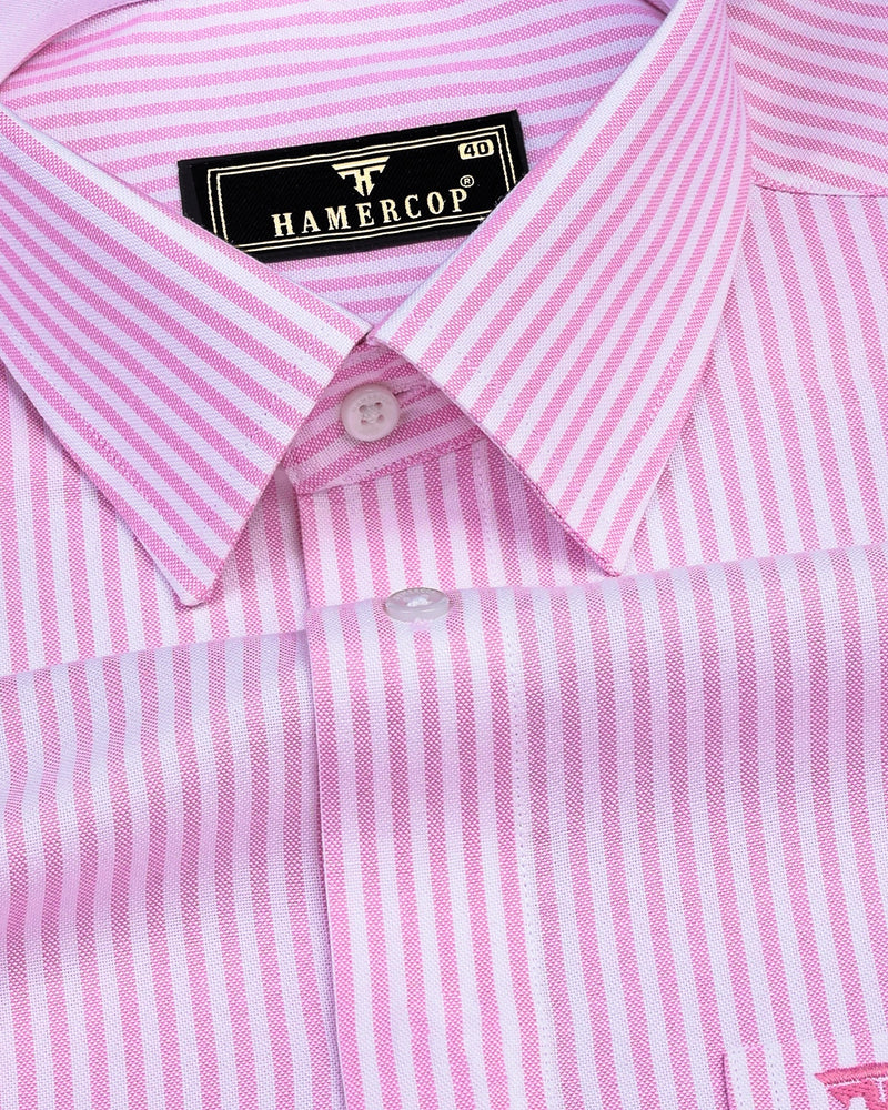 Pacific Light Pink Bengal Stripe Oxford Cotton Designer Shirt