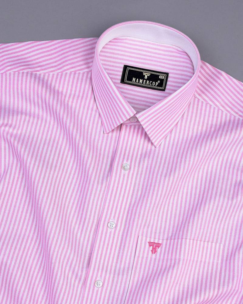 Pacific Light Pink Bengal Stripe Oxford Cotton Designer Shirt