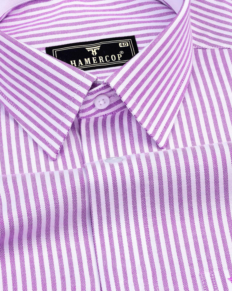 Pacific Purple Bengal Stripe Oxford Cotton Designer Shirt