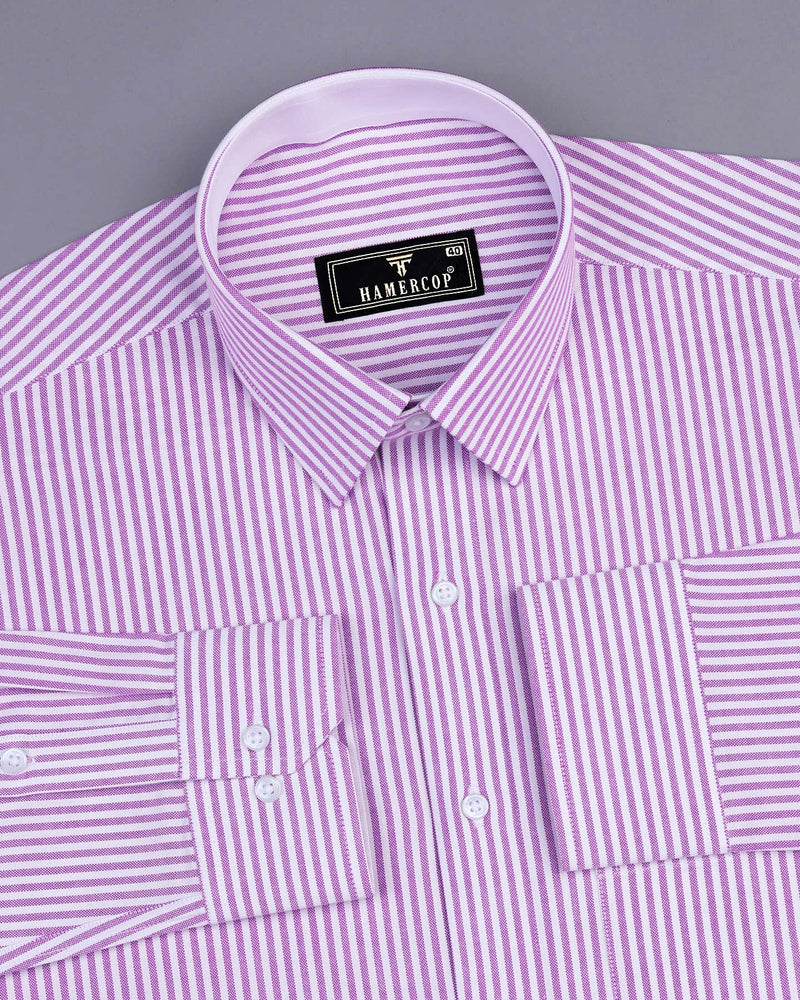 Pacific Purple Bengal Stripe Oxford Cotton Designer Shirt