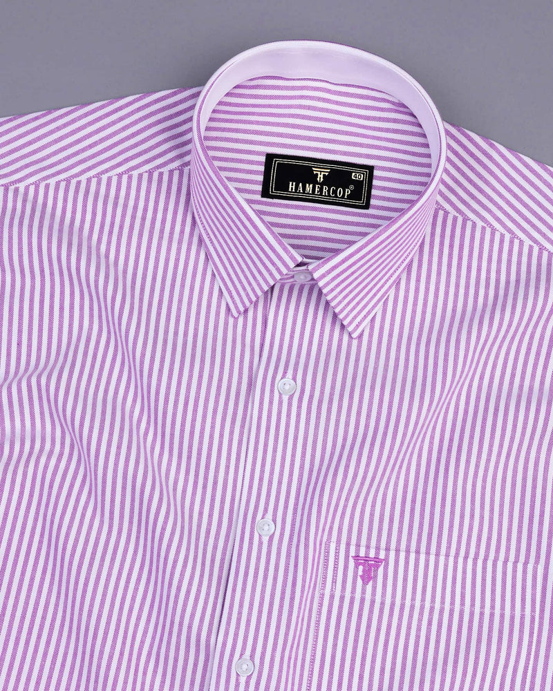 Pacific Purple Bengal Stripe Oxford Cotton Designer Shirt