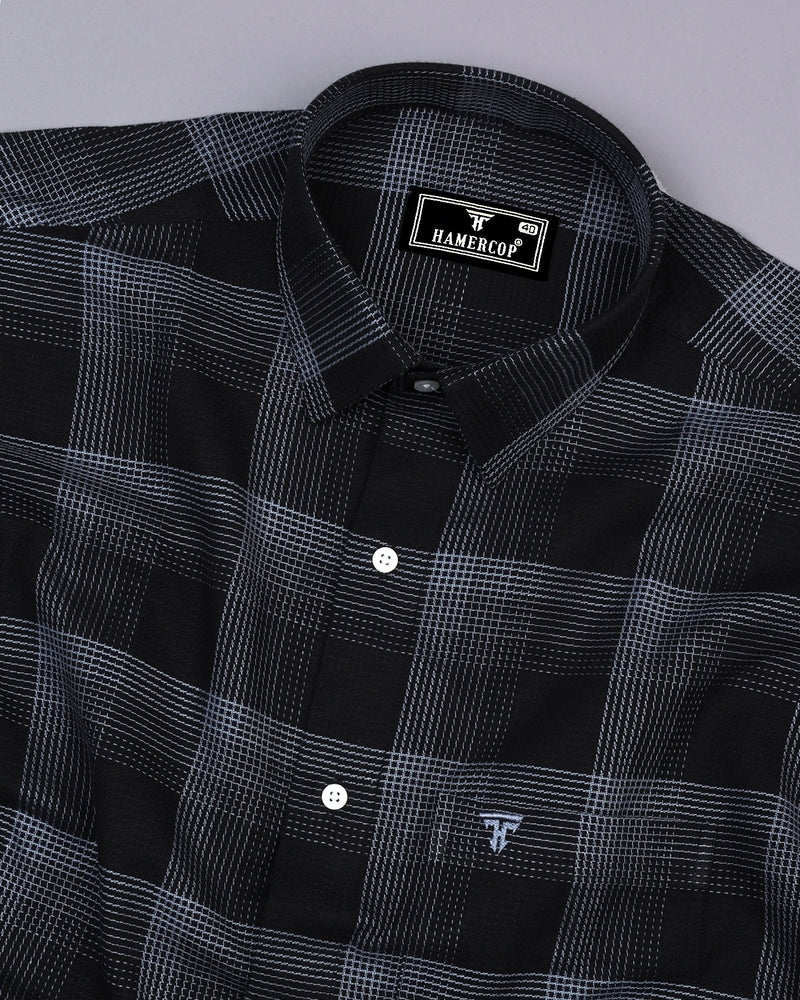 Black With Gray Check Dobby Cotton Shirt