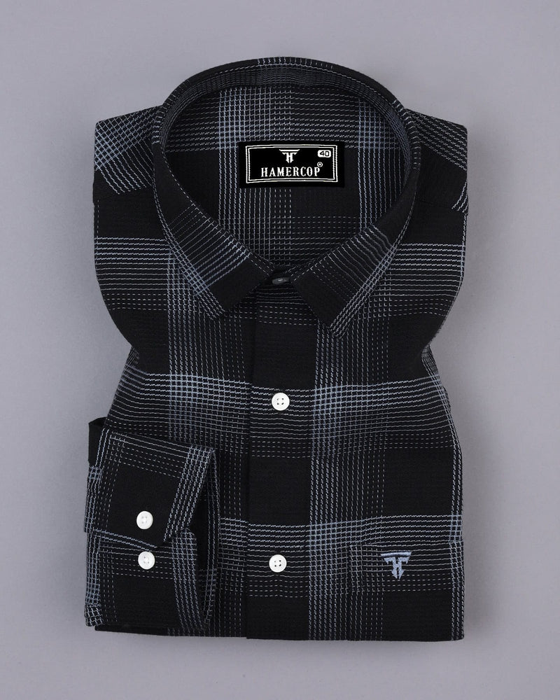 Black With Gray Check Dobby Cotton Shirt