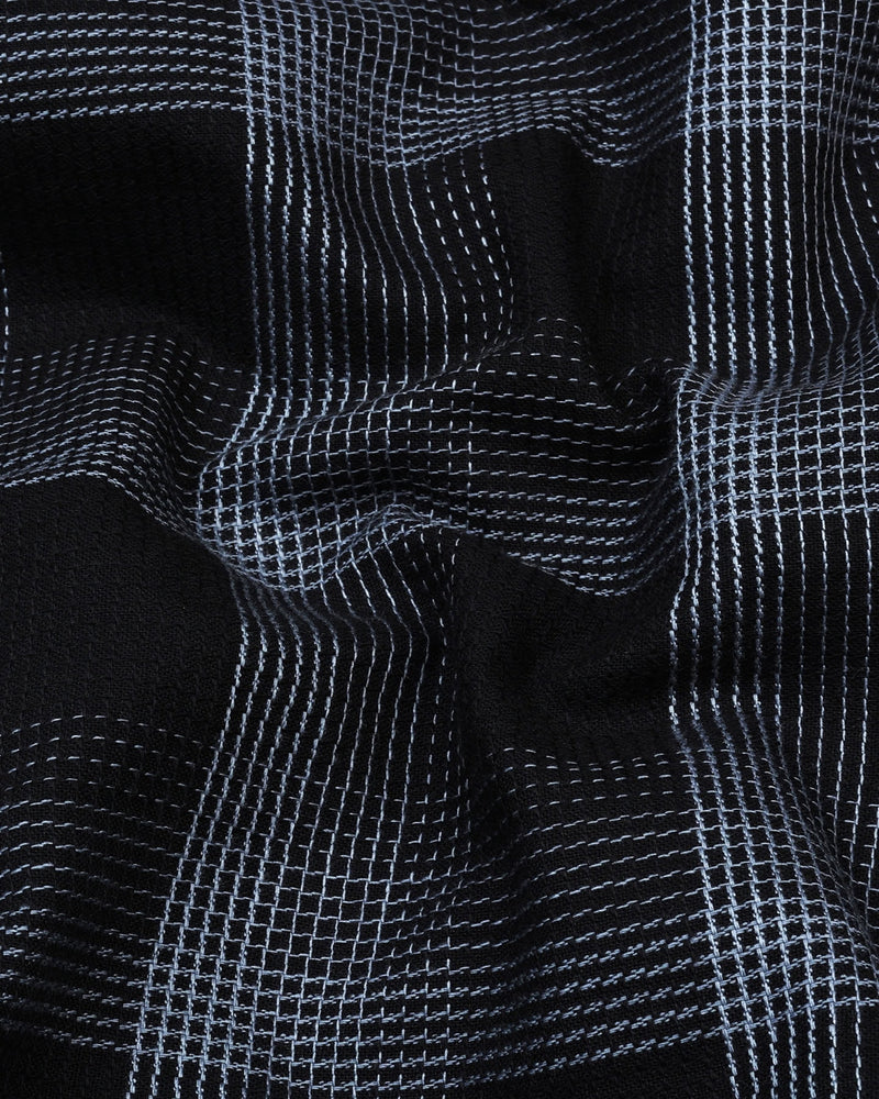 Black With Gray Check Dobby Cotton Shirt