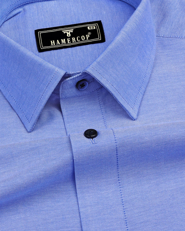 Carolina Blue Solid Oxford Cotton Formal Shirt