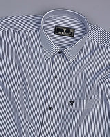 Lignite Gray With White Pencil Stripe Cotton Shirt