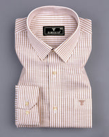 Lifa Cream With White Stripe Linen Cotton Formal Shirt