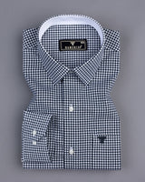 Ohm NavyBlue With White Small Check Designer Cotton Shirt