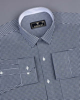 Ohm NavyBlue With White Small Check Designer Cotton Shirt