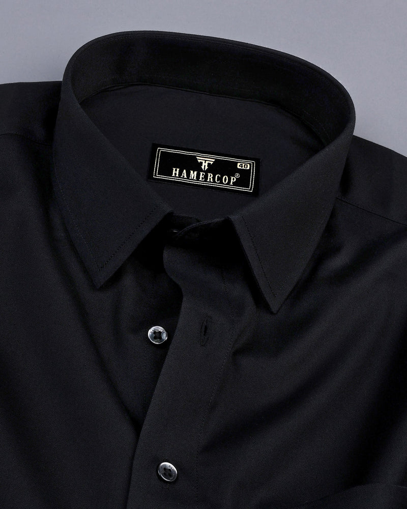 Metal Black Solid Oxford Cotton Shirt