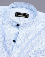 Bangor Blue With White Printed Dobby Cotton Shirt