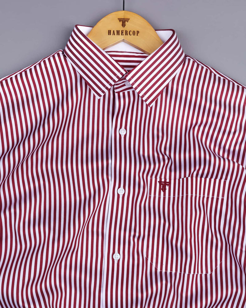 Destiny Red With White Stripe Premium Giza Designer Shirt