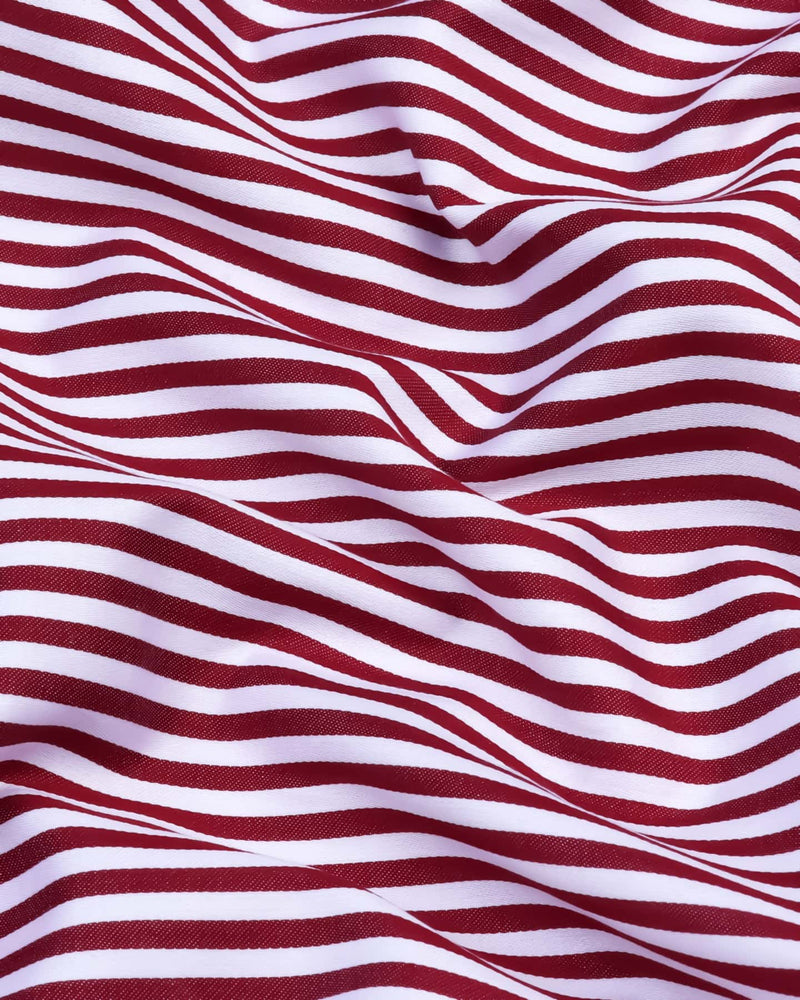 Destiny Red With White Stripe Premium Giza Designer Shirt